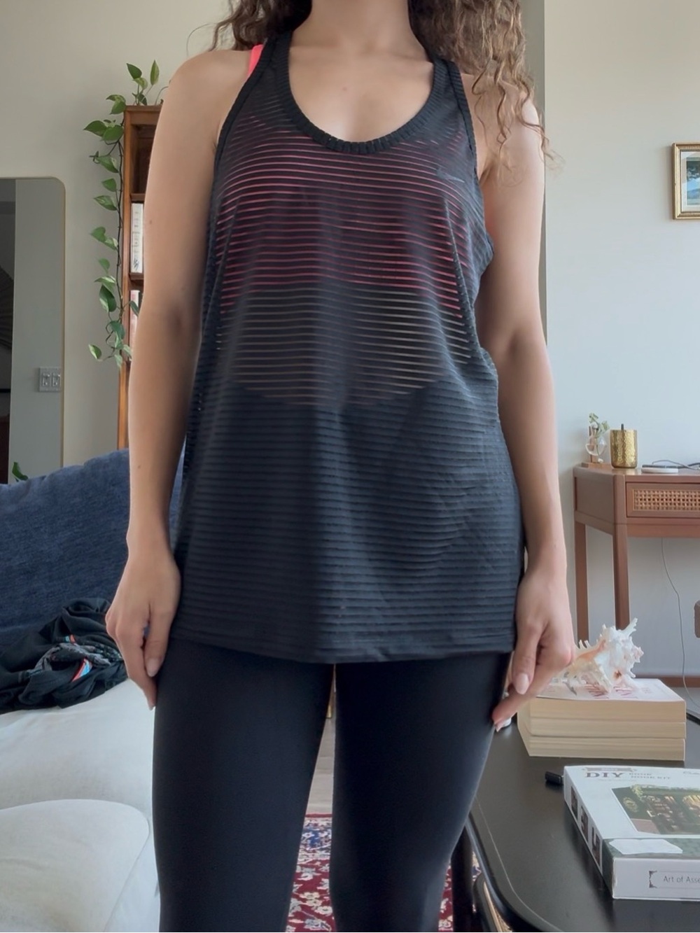 Nike y2k Black Striped Mesh Racerback Tank